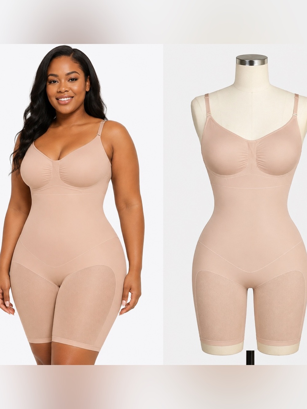 Shapewear Tummy Control Seamless Bodysuit Hip Enhancer Body Shaper for Nude
